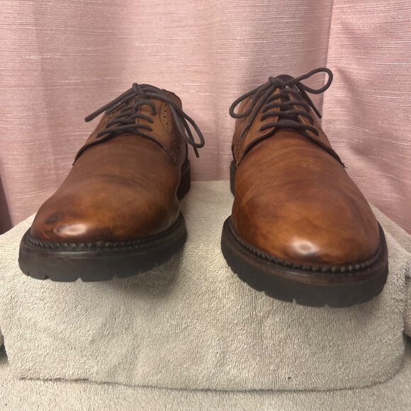 HUSH PUPPIES Nelson Sterling IIV Men Shoes Tan Leather Oxfords Lace Up11W Brogue - Picture 3 of 16